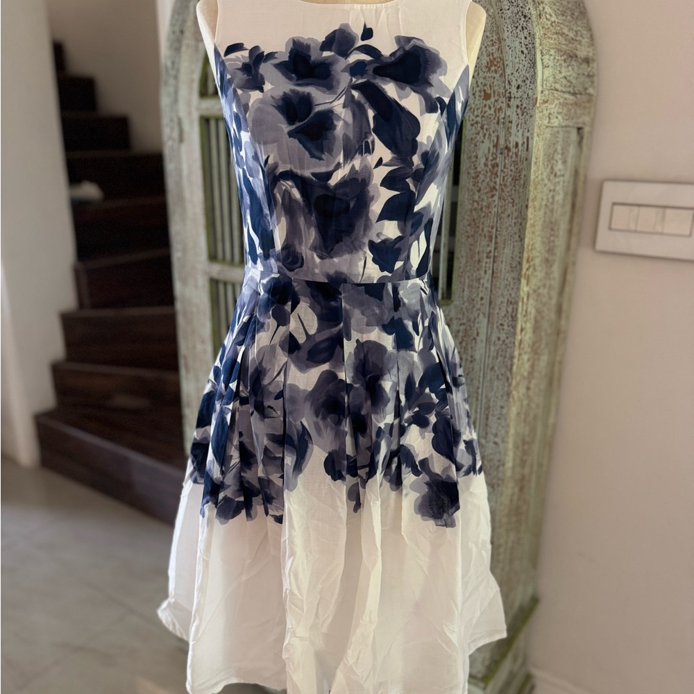 Tommy Hilfiger Navy and White Floral Midi Dress